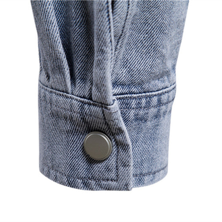 Herren Denim Hemd Lässig Doppelte Brusttaschen Casual