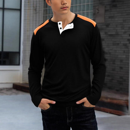 Herren Langarmshirt Modern mit Struktur und Kontrastfarben