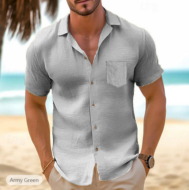 Herren Leinenhemd Kurzarm Elegant Modern
