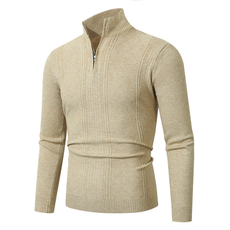 Herren Strickpullover Modern mit Zopfmuster Reißverschluss - BerlinGlamour