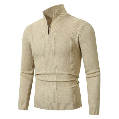 Herren Strickpullover Modern mit Zopfmuster Reißverschluss - BerlinGlamour