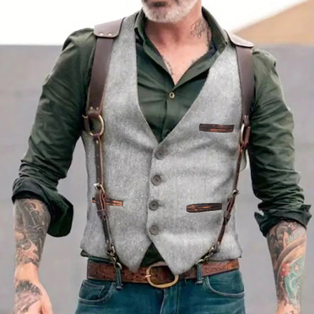 Herren Weste mit Trägern Elegant Schulterträger Design