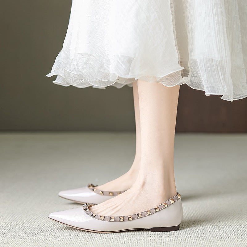 Damen Ballerinas Schuhe Elegante Nieten Modisch