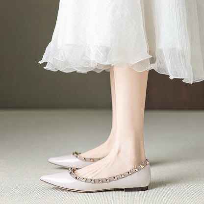 Damen Ballerinas Schuhe Elegante Nieten Modisch