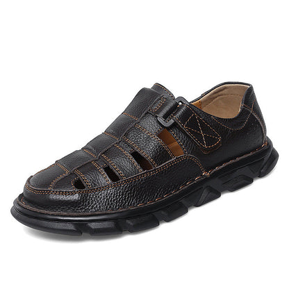 Herren Leder-Sandalen Offen mit Klettverschluss Rutschfest