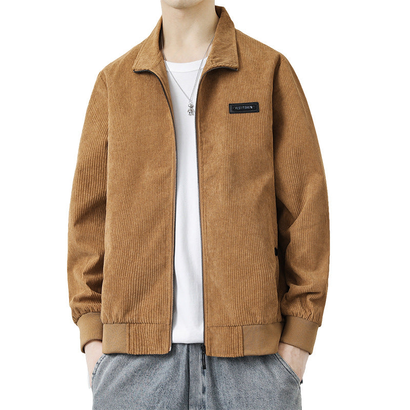 Herren Cordjacke Hochkragen Praktisch Mit Taschen