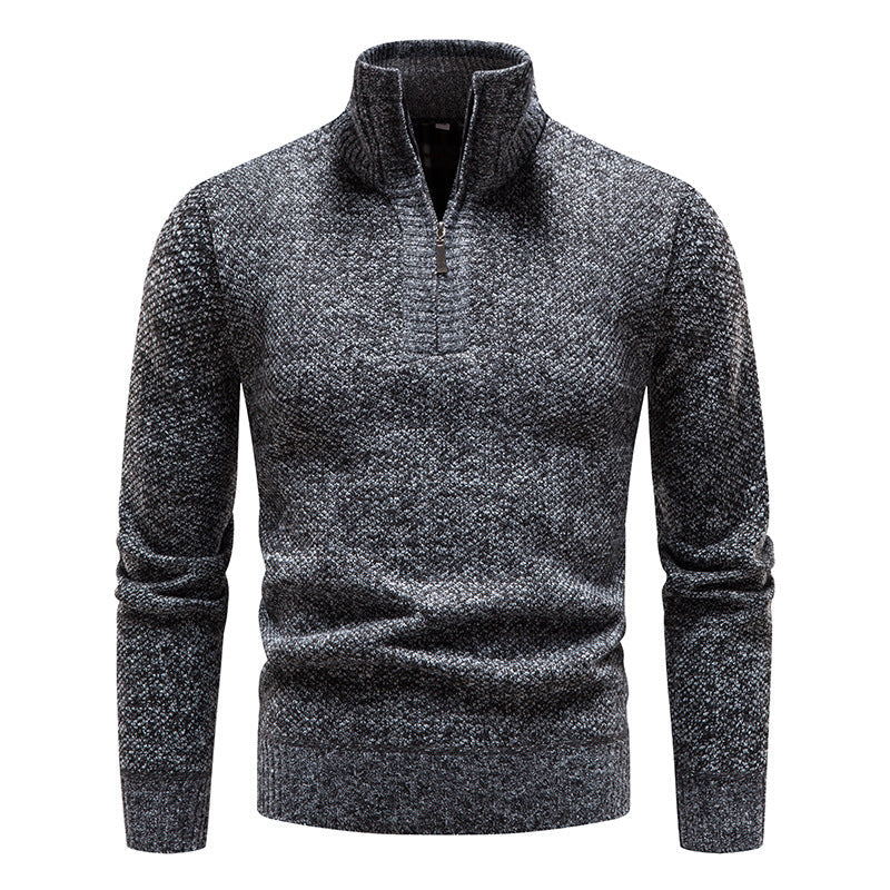 Herren Strickpullover Modern Stehkragen Reißverschluss Elegent