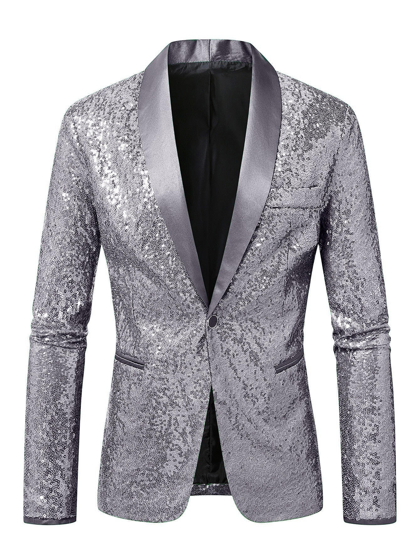 Herren Blazer Pailletten Modern Schnitt Glamour