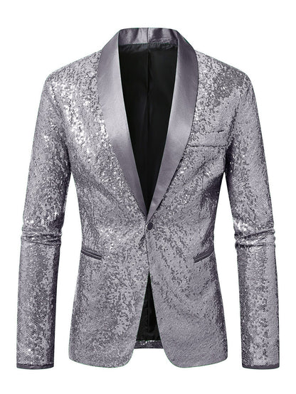 Herren Blazer Pailletten Modern Schnitt Glamour