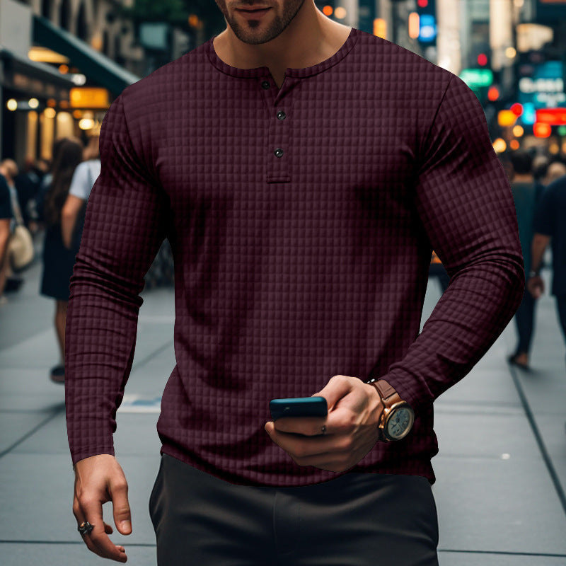 Herren Hemd Langarm Elegantes Design Knopfleiste Modern
