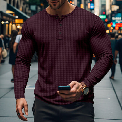 Herren Hemd Langarm Elegantes Design Knopfleiste Modern