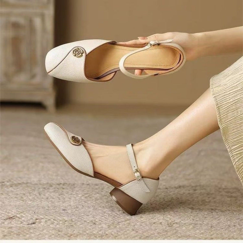 Damen Sling-Sandalen Elegant mit Knöpfen Sommermode