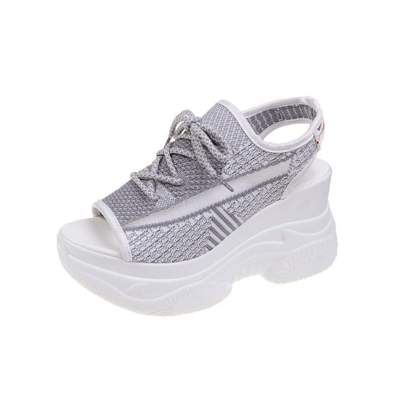 Damen Plateausandalen Sportlich Atmungsaktiv Komfort