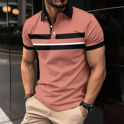 Herren Poloshirt Kurzarm Streifen Modern