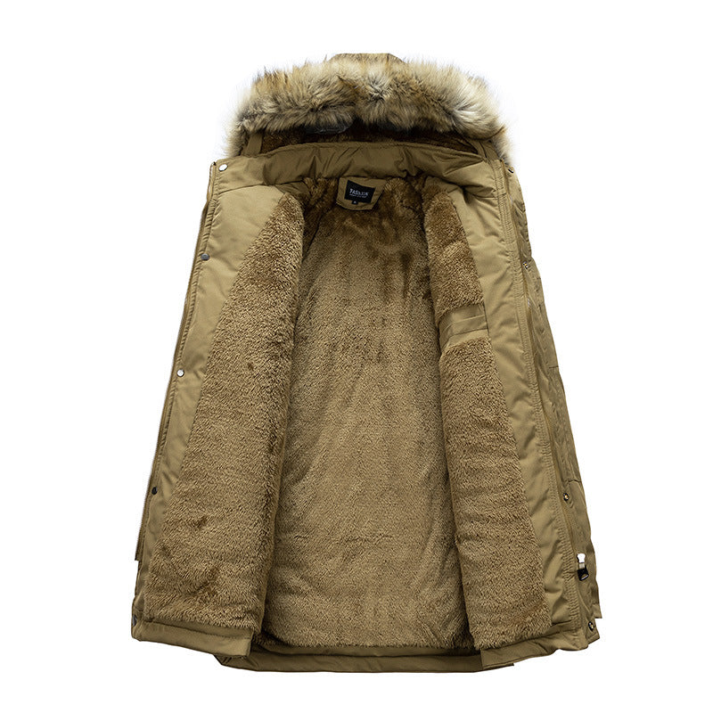 Herren Winterjacke Baumwoll Warm mit Abnehmbarer Kapuze