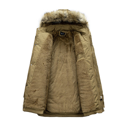 Herren Winterjacke Baumwoll Warm mit Abnehmbarer Kapuze