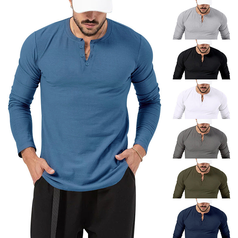 Herren Langarm-Shirt Baumwolle Modern Knöpfe