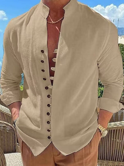Herren Hemd aus Baumwolle Stehkragen Modern Berlin Style