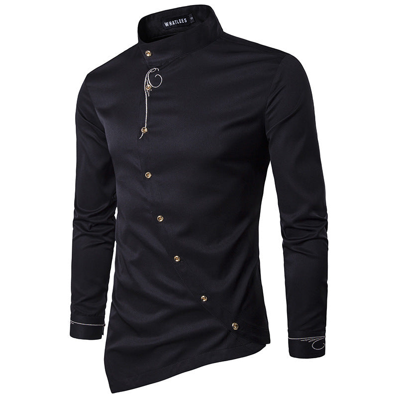 Herren Langarmhemd Asymmetrisch Modern Knöpfe Berlin