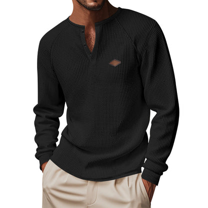 Herren Langarmshirt Baumwollmix Strukturiert Modern
