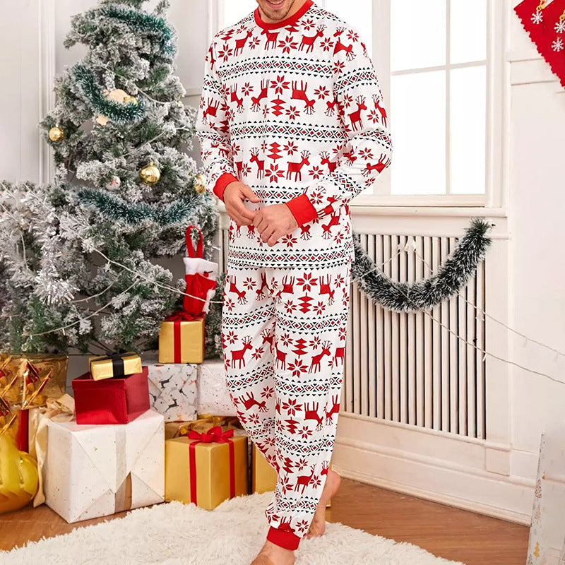 Herren Pyjama Weihnachten Winterlich Rot Weiss