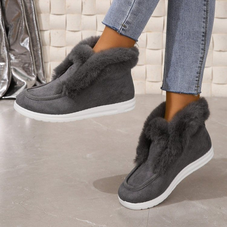 Damen Stiefeletten Weich Kunstfell Rutschfest Winter