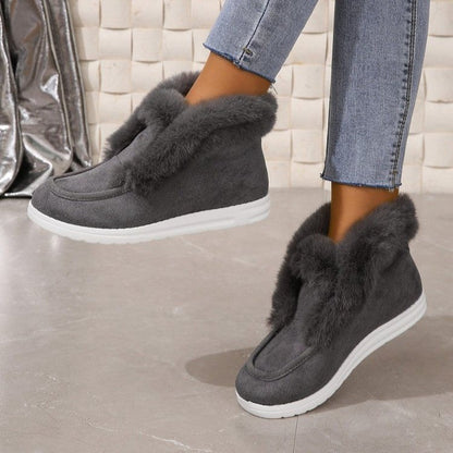 Damen Stiefeletten Weich Kunstfell Rutschfest Winter