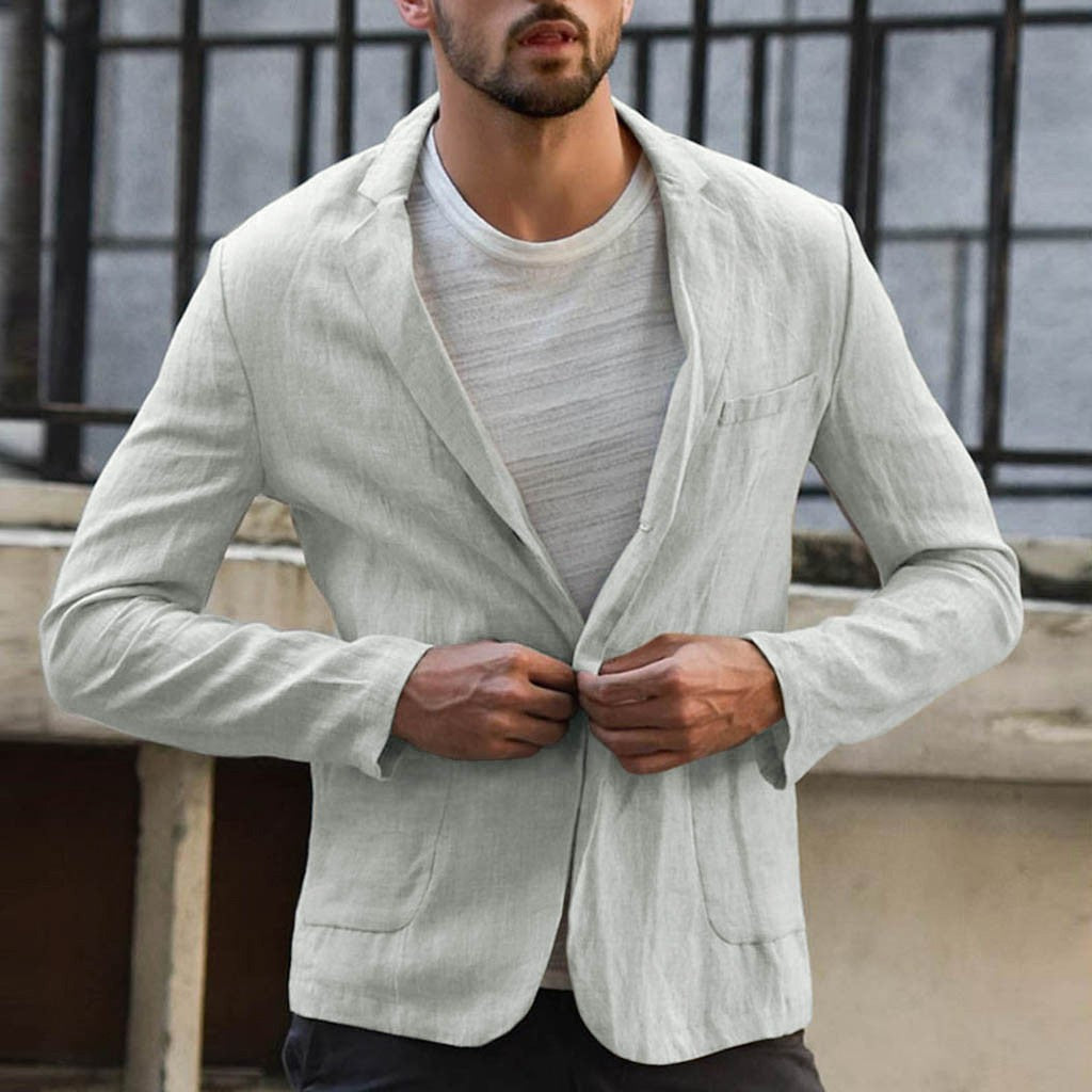 Leinenblazer Herren Lässig Sommer Modern