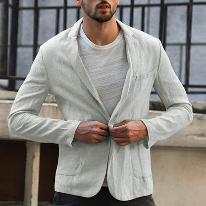 Leinenblazer Herren Lässig Sommer Modern