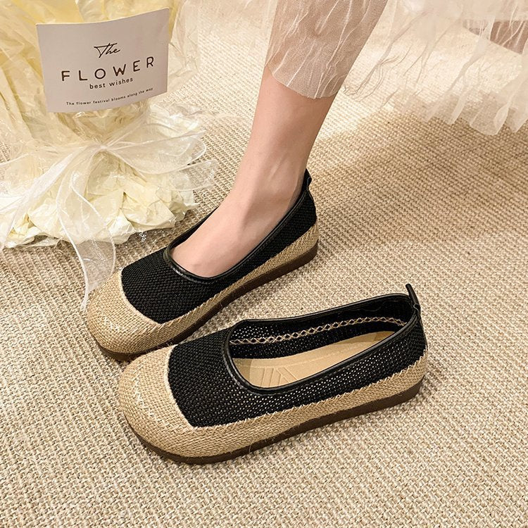 Damen Ballerinas Sommer Bequem Atmungsaktiv Elastisch
