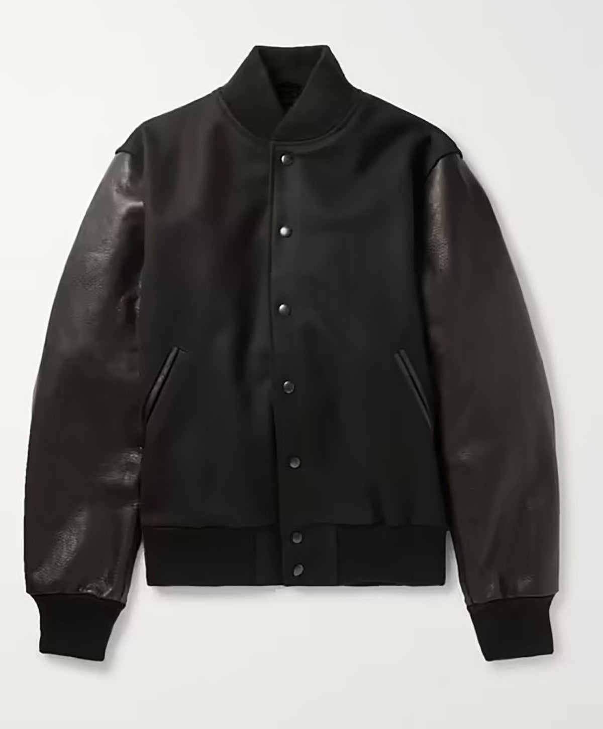 Herren Lederjacke College Style Trendig Schwarz