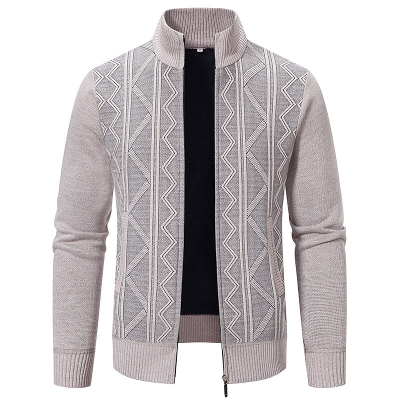 Herren Strickjacke Modern Reißverschluss Muster Pullover