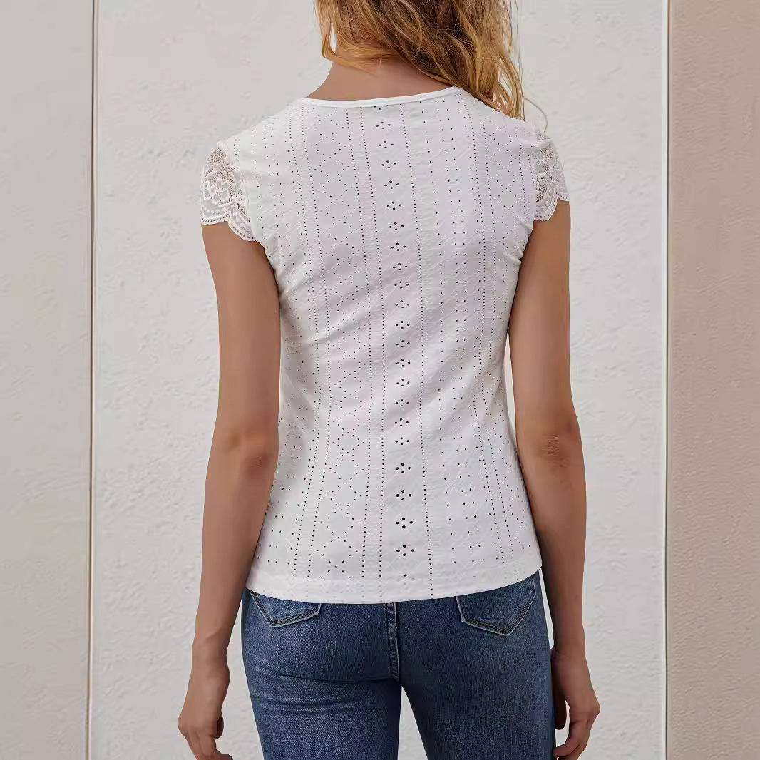 Slimming T-Shirt mit Spitzen-Einsatz Elegant