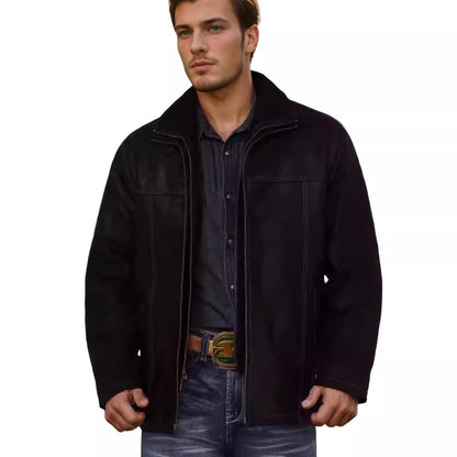 Herren Lammfelljacke Warm mit Kragen und Taschen - BerlinGlamour