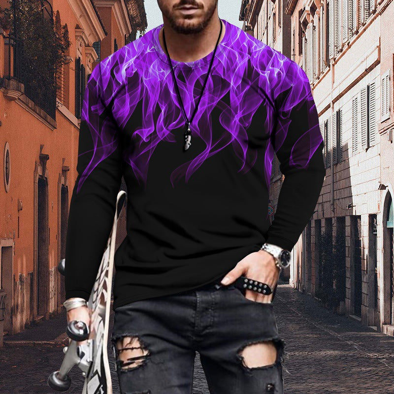 Herren Langarmshirt Flammenmuster Trendy Modern