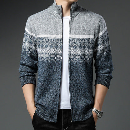 Herren Strickjacke Hochkragen Modern mit Muster