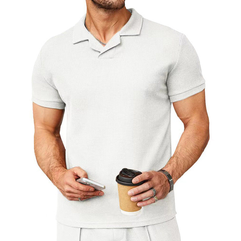 Herren Polo-Shirt Strukturiert Baumwollmix Modern