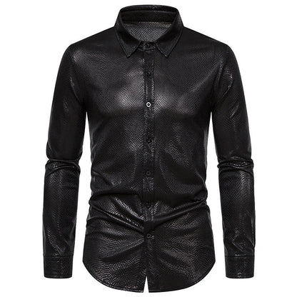 Herren Hemd Modern Elegant mit Glanzstoff