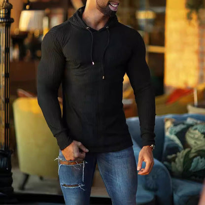 Herren Langarm Hoodie Sportlich Strukturiert Baumwolle