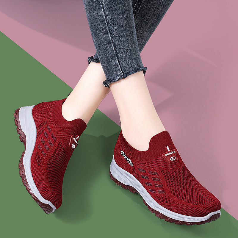 Damen Sneaker Sportlich Leicht Mesh Obermaterial
