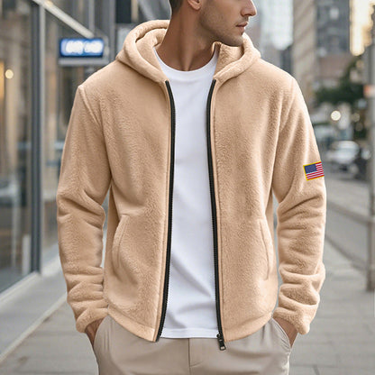 Herren Hoodie Fleece Warm mit Taschen und Reißverschluss Modern