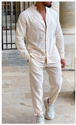 Herren Leinenanzug Bequem Sommer Modern