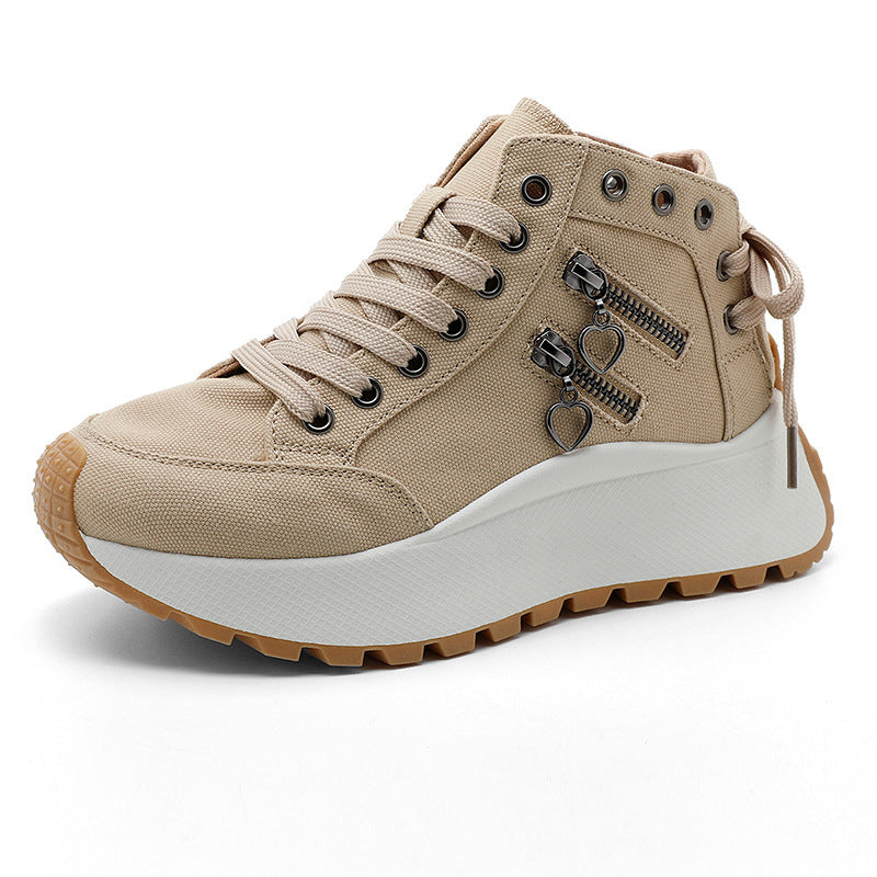 Damen Sneaker High-Top Sportschuhe Mit Reißverschluss