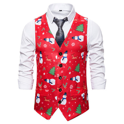 Herren Weihnachtsweste Lebhaftes Design Rot Gold - BerlinGlamour