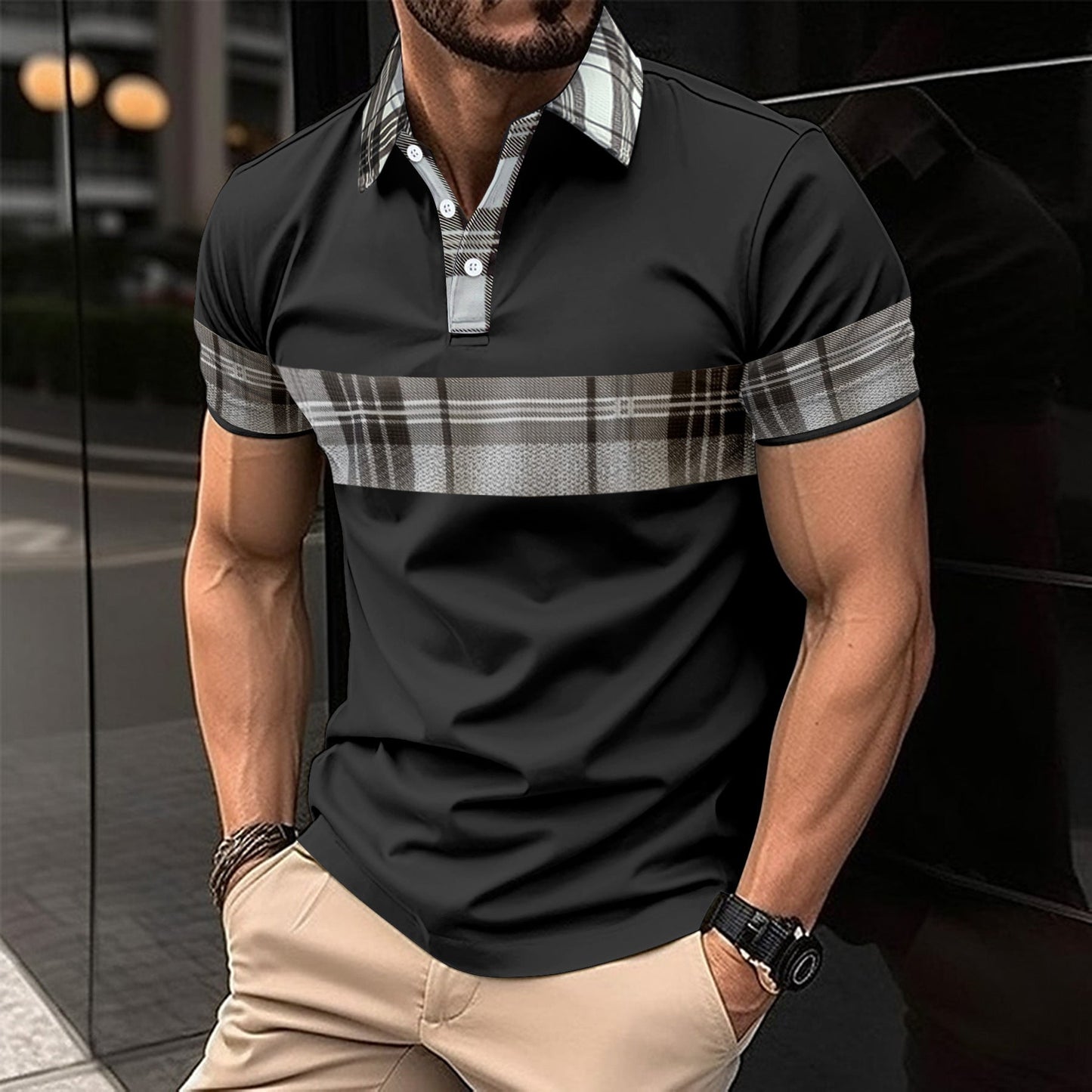 Herren Hemd Karo Kurzarm Modern Berlin Style