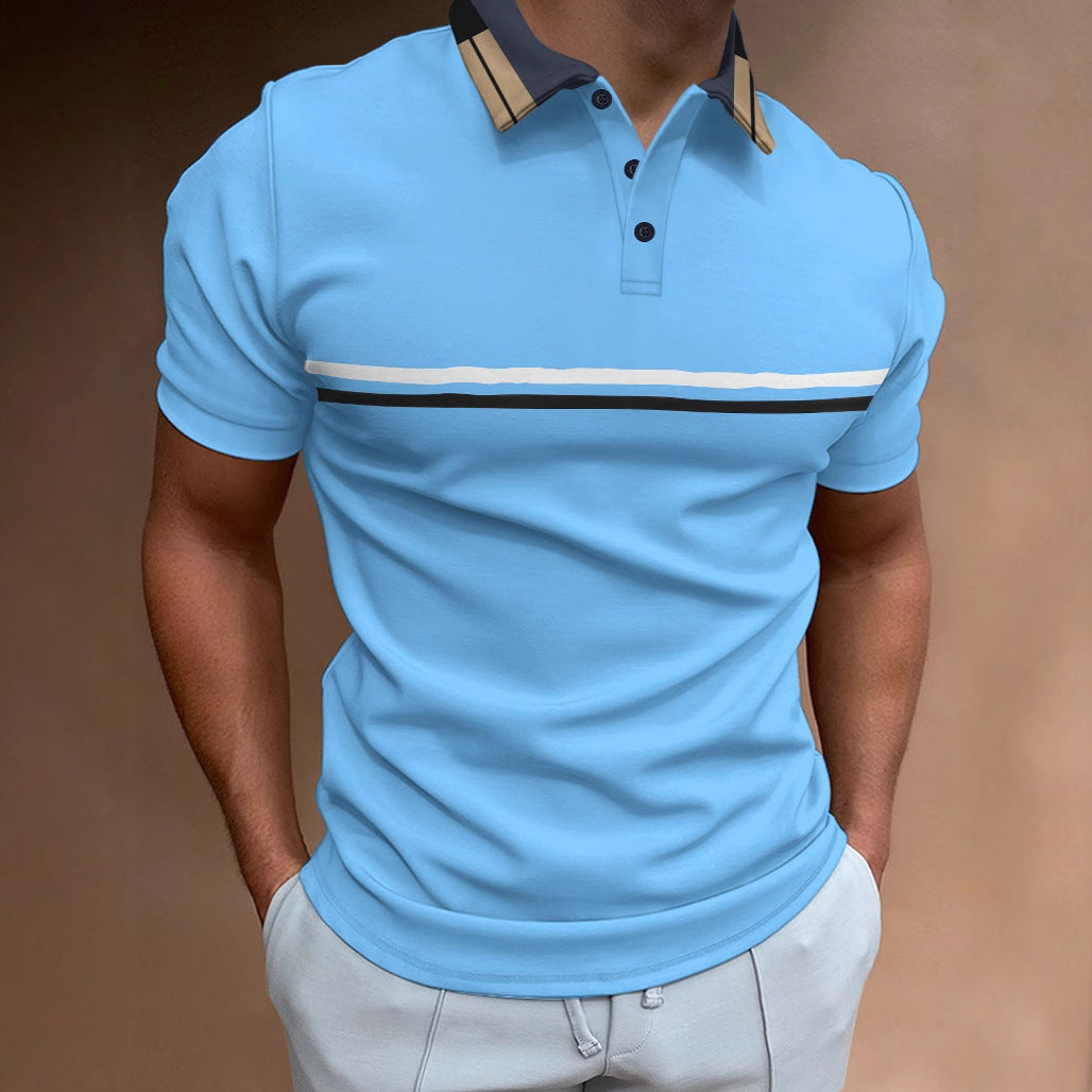 Herren Polohemd Kurzarm Streifen Elegant Modern