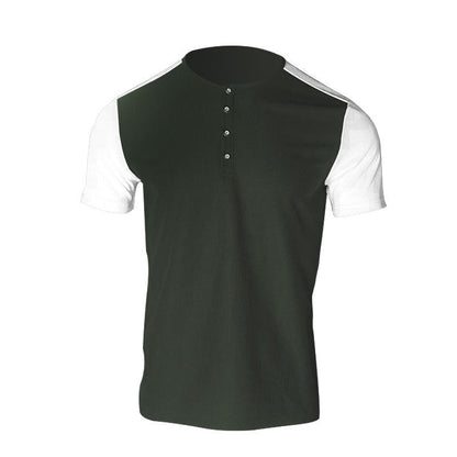 Herren Hemd Kurzarm Modisch Henley Kragen