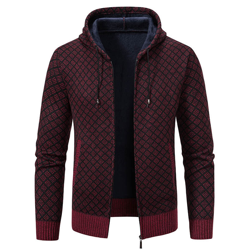 Herren Jacke Modern Wabenmuster Kapuze Trendy