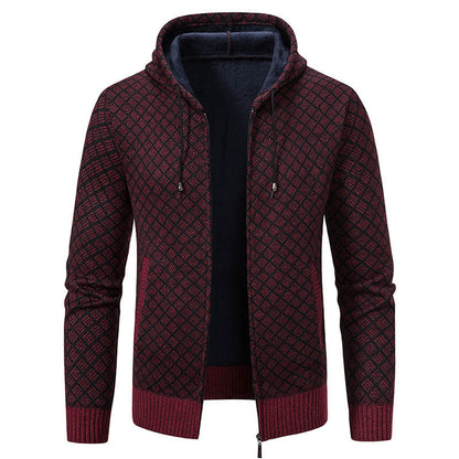 Herren Jacke Modern Wabenmuster Kapuze Trendy