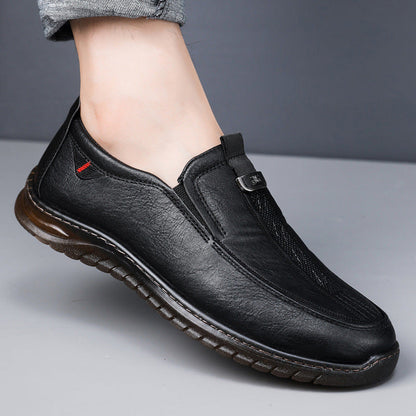 Herren Mokassins Bequem Elastisch Stylisch Schwarze Lederschuhe